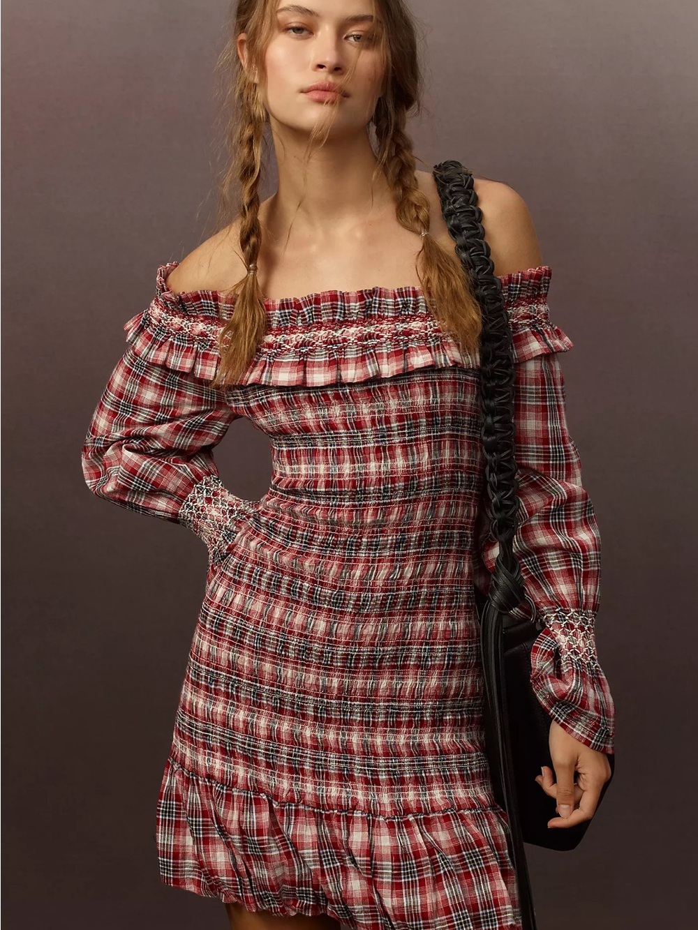 Anthropologie Pilcro Smocked Plaid Mini Dress